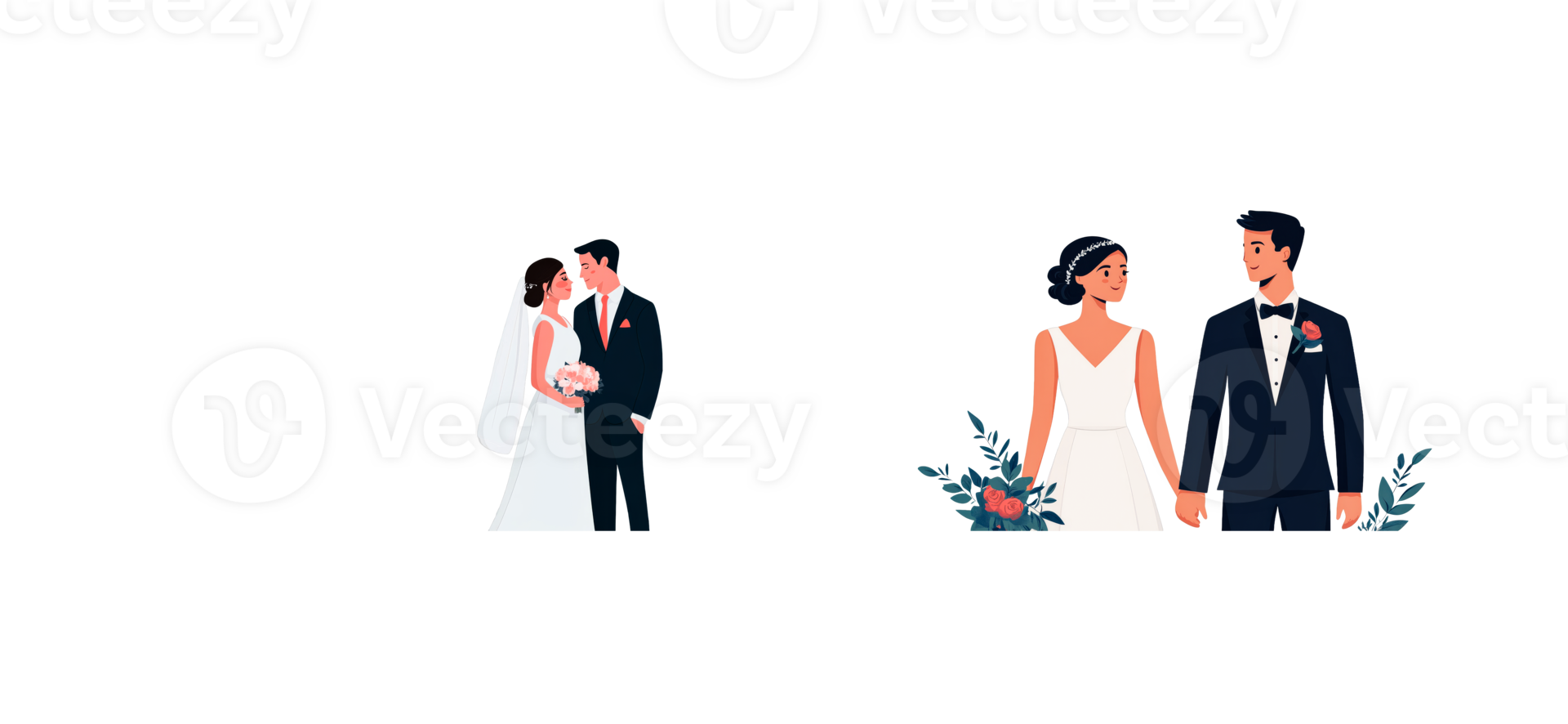 Elegant couple sharing a kiss at their wedding ceremony in spring png