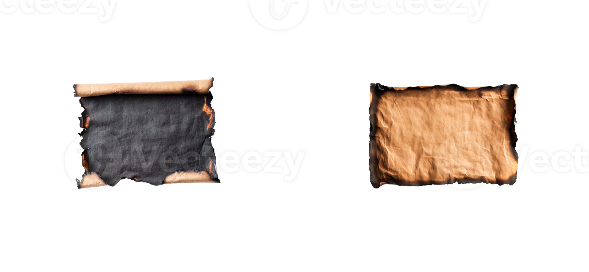 Old parchment paper in two different styles for creative use png