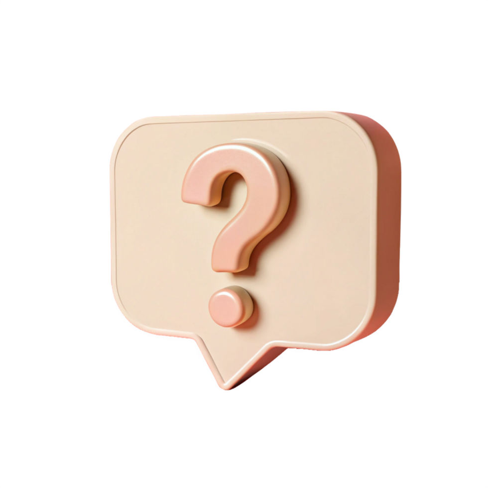 3D Question Mark Icon in PeachTan Bubble. Glossy, Rounded Design on a png