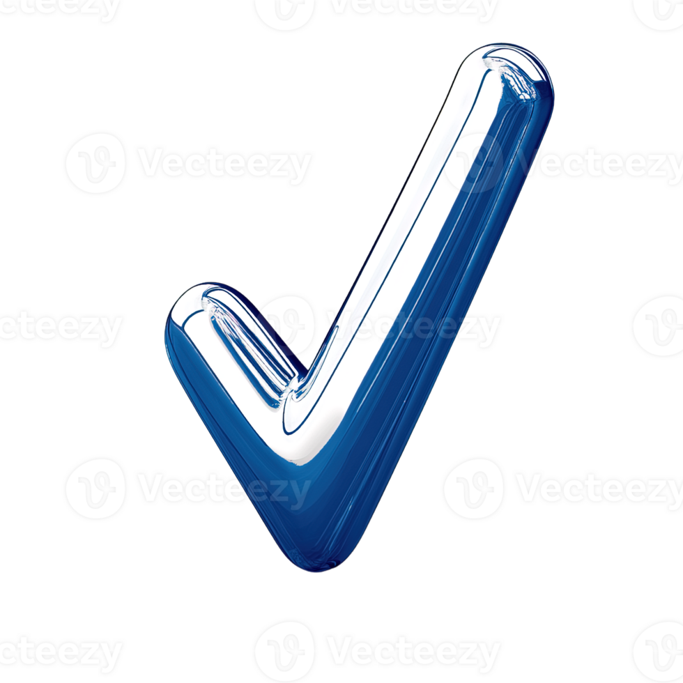 blue glossy check mark isolated on transparent background png