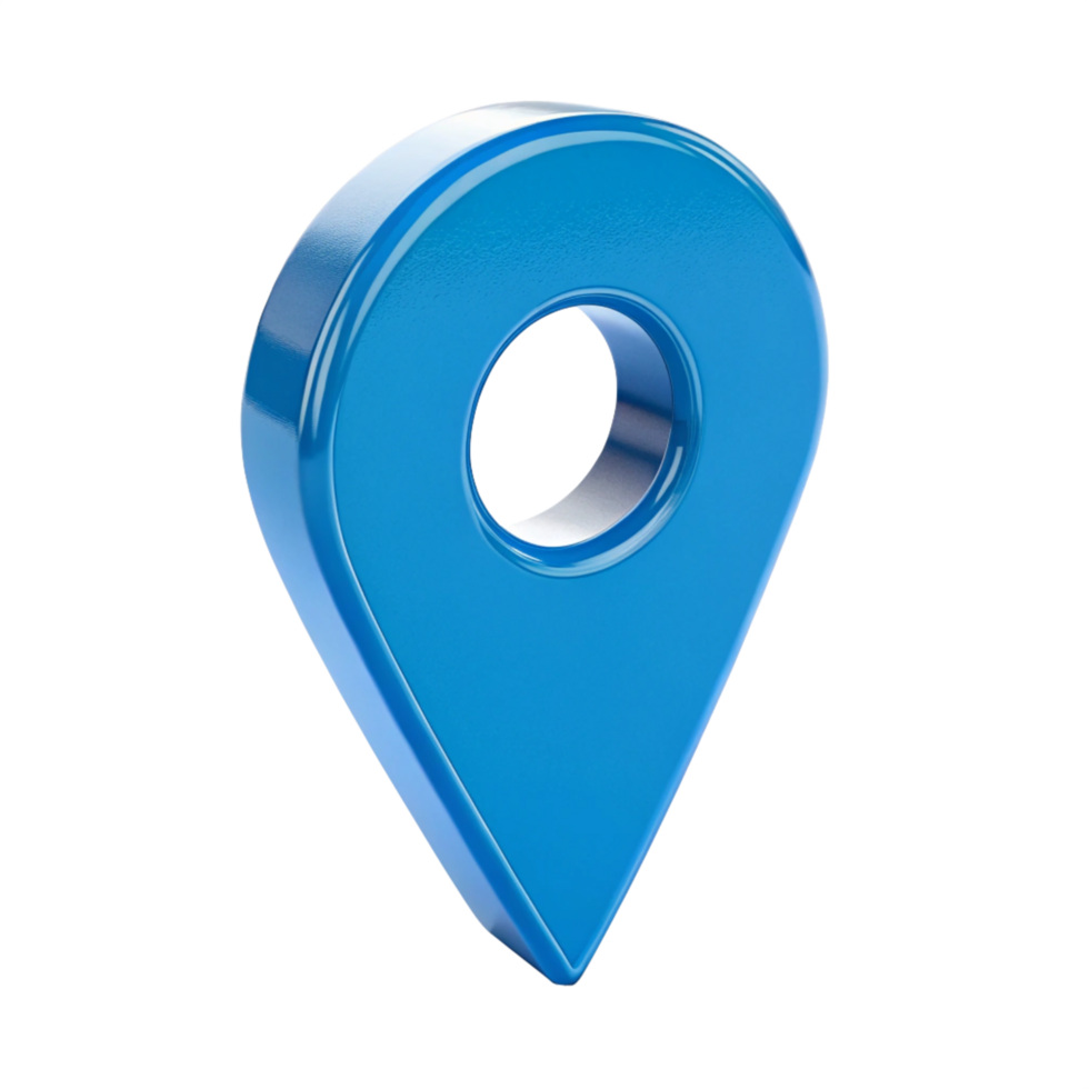 Blue Location Icon, Map Pointer, Navigation Pin, 3D Render, Shiny Surface, png