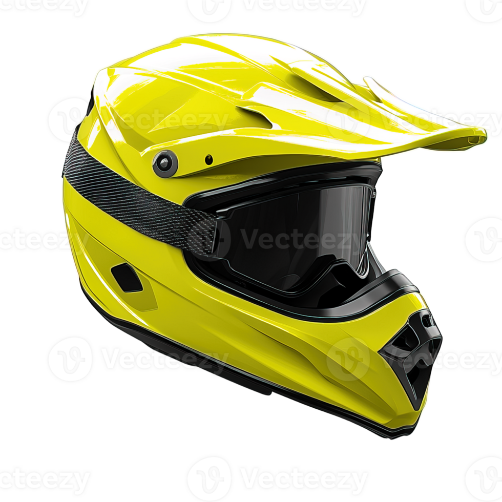 yellow motocross helmet isolated on transparent background png