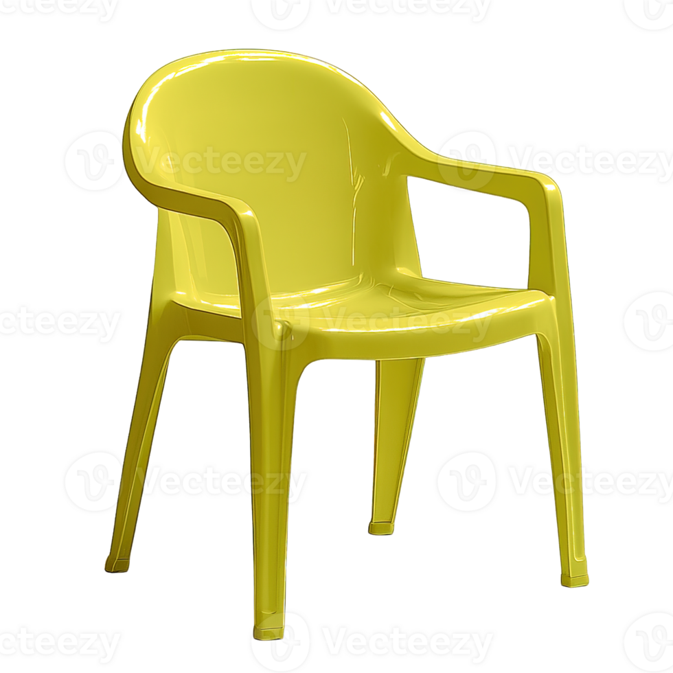 yellow plastic chair isolated on transparent background, plastic armchair chair png