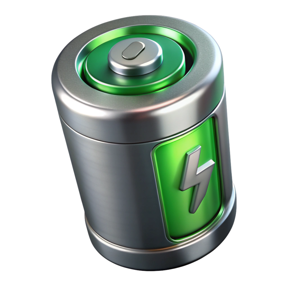 Battery Cell, Power Indicator, Shiny Metal Texture, Lightning Bolt Icon png