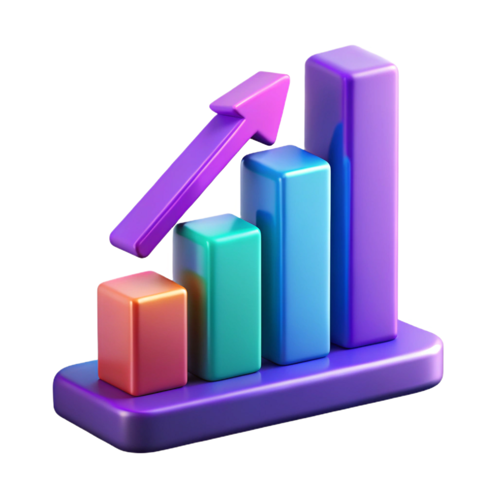Column Chart with Arrow 3D Columns in and Lilac Palette png