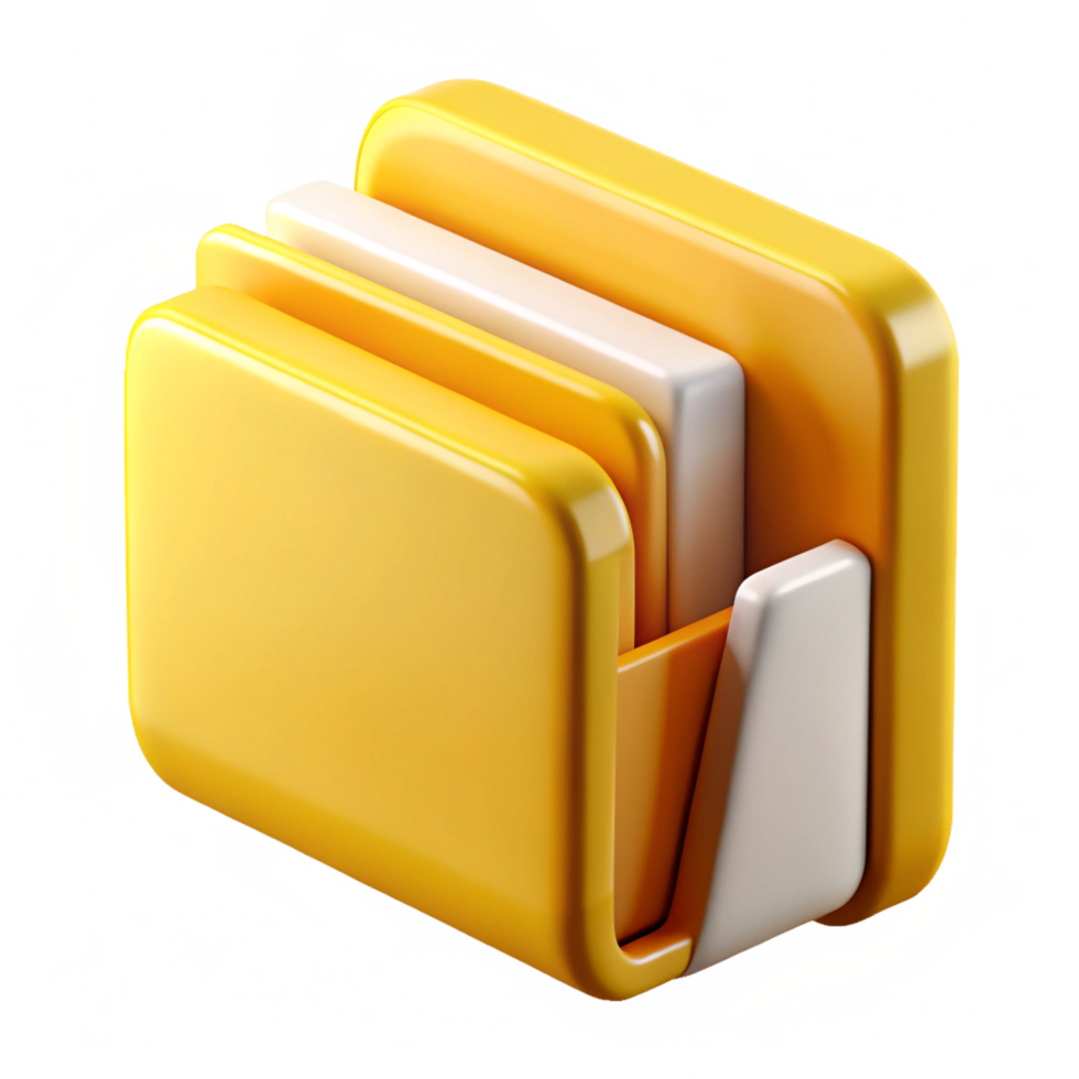 Rounded Folder with Inserts Icon, Stylized, 3D Rendered png