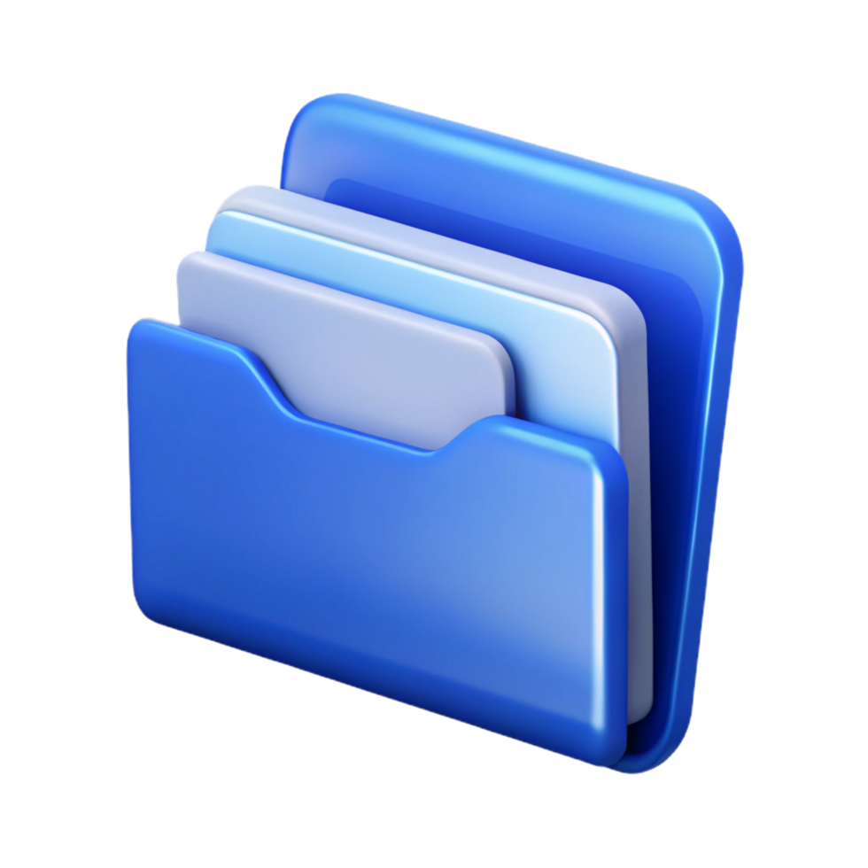 Glossy Folder with Documents, 3D Render, Information Organization png