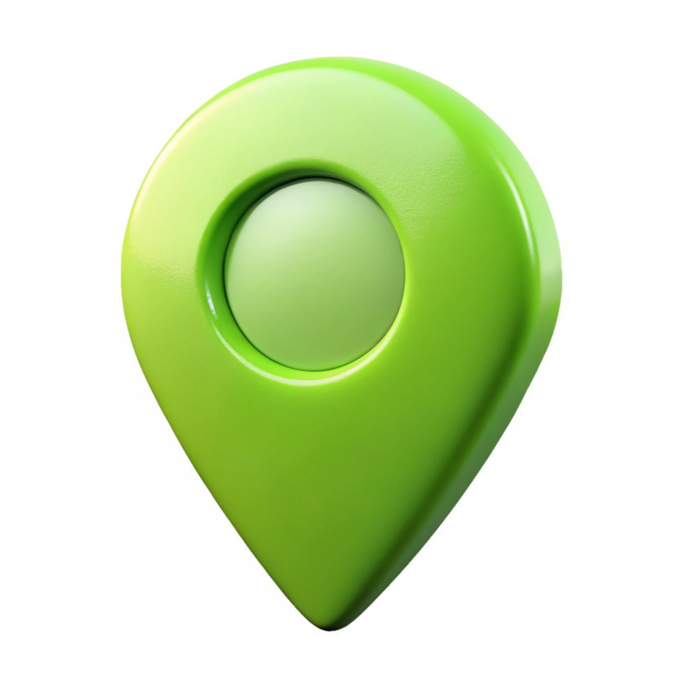 Glossy Location Pointer, GPS Style, Simple Pin Drop Icon, Detailed 3D Rendering png