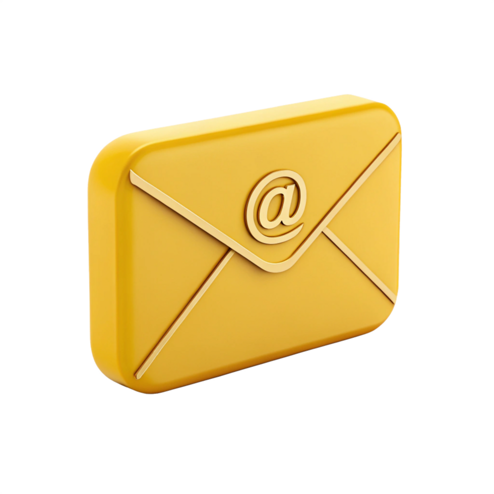 Glossy Envelope with Golden At Sign. Object png