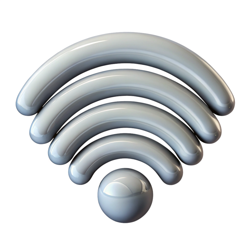 Glossy Wi-Fi Symbol Round Arcs with Metallic, Signal png