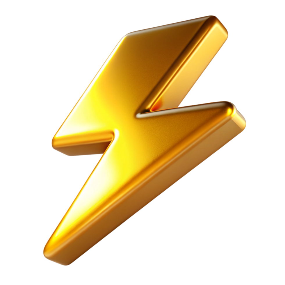 Lightning Bolt Symbol 3D Rendering, Electricity, Power, Energy png