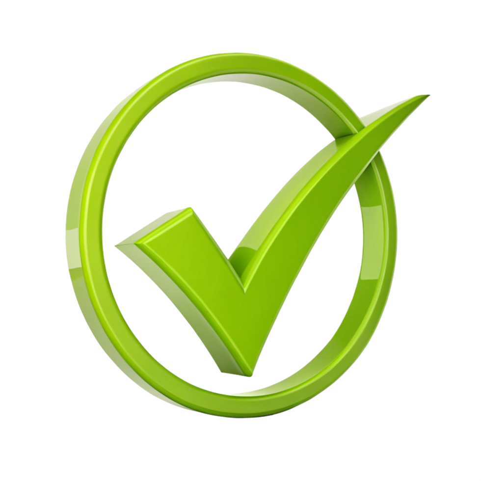 Check Mark Symbol Inside Circle, Glossy Surface png