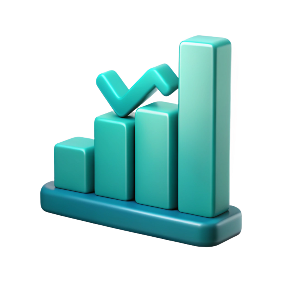 Teal Bar Graph Ascending with Check Mark on Top png