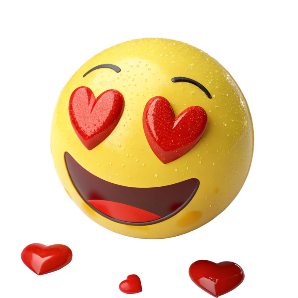Smiley Face with Heart Eyes and Smiling Mouth with Water Droplets png