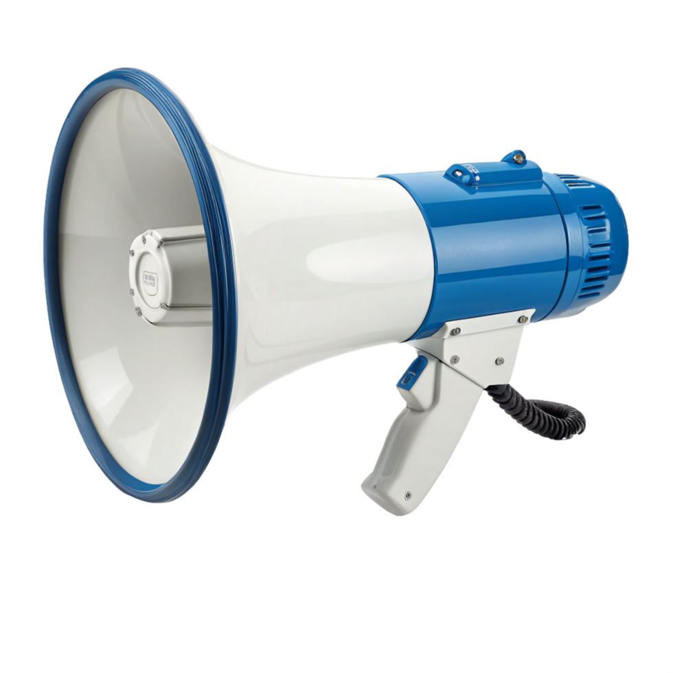Blue Megaphone on, Shiny Studio shot png