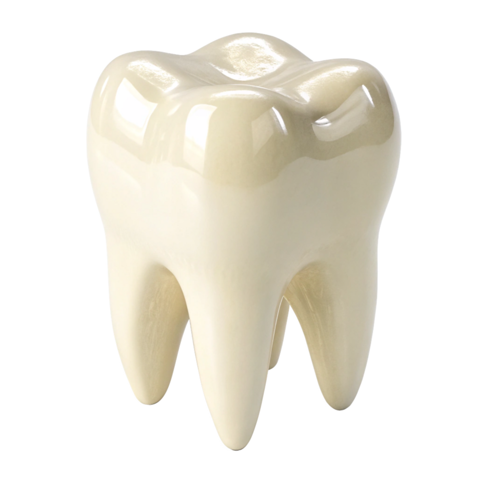 Single molar tooth model with smooth surface and detailed png