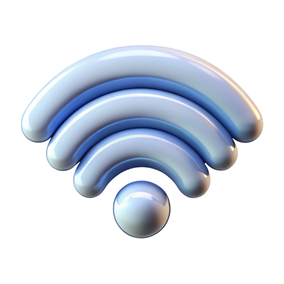 Wi-Fi Symbol with Metallic Curves and Sphere png