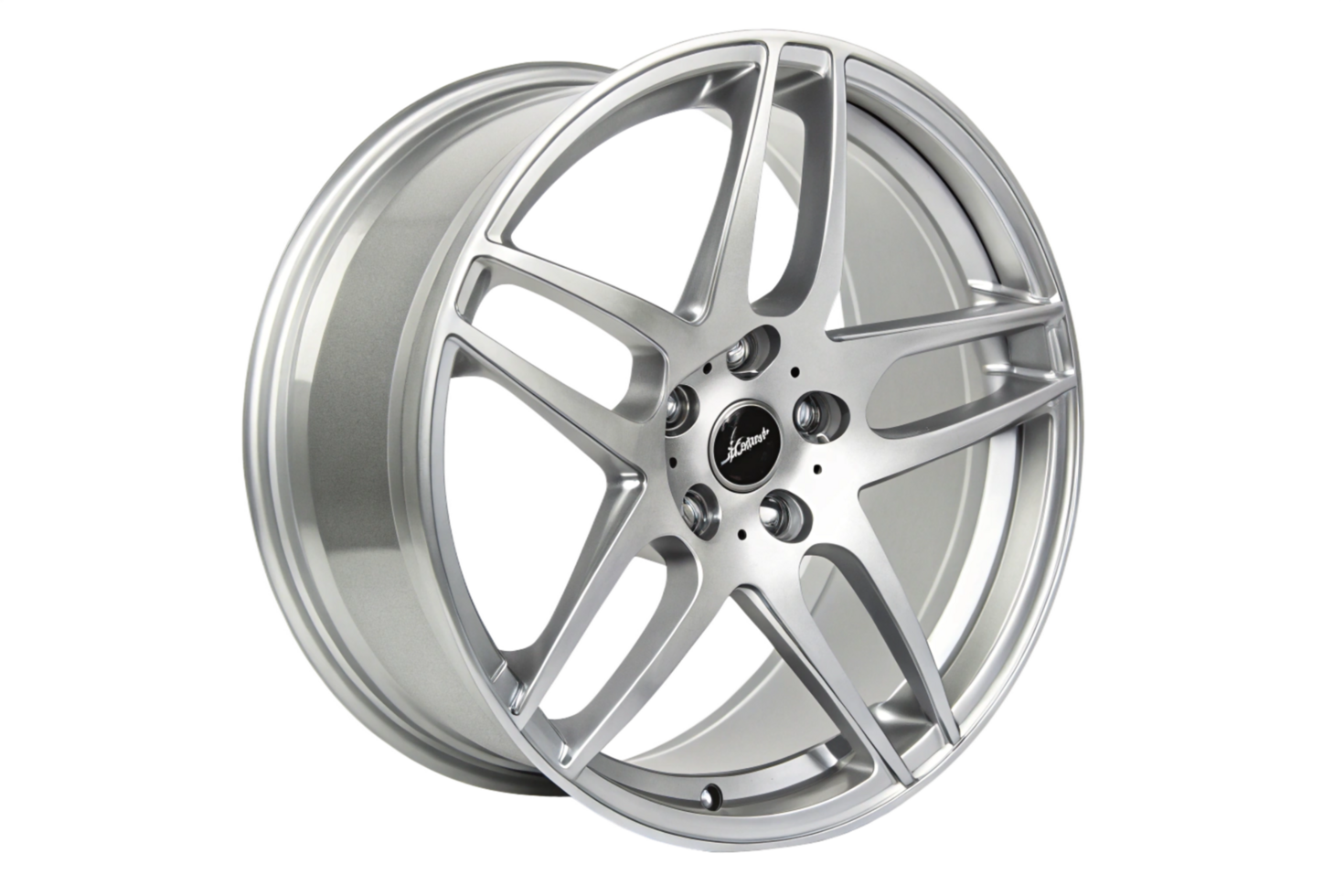 Elegant Silver Wheel Rim with Five Spokes, Automotive Component, png