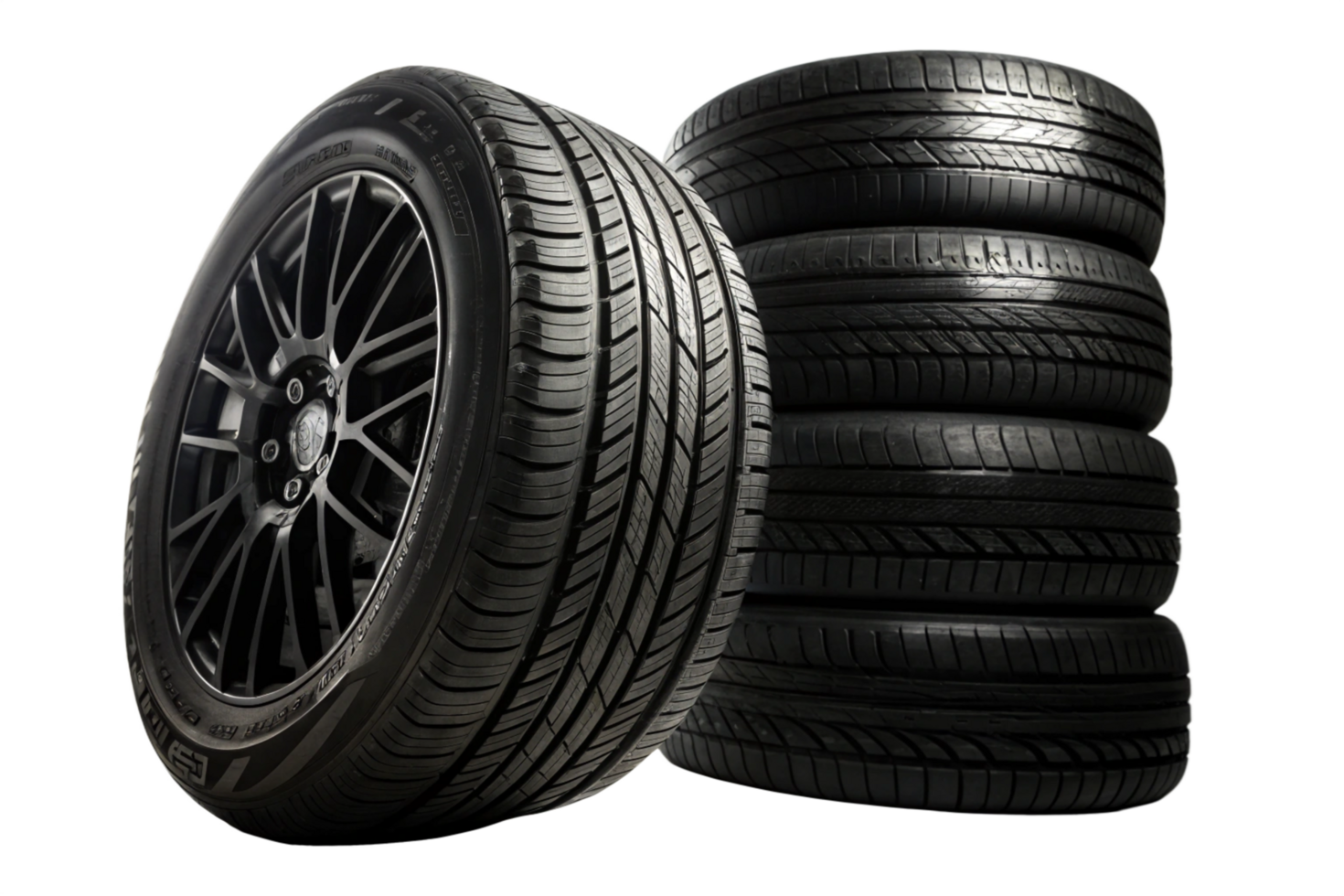 Stack of Car Tires with Automotive Parts png
