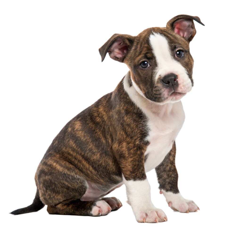 Adorable Brindle and American Staffordshire Terrier Puppy Sitting png