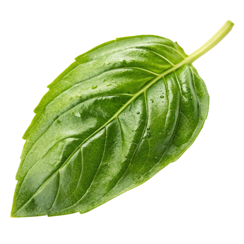 Fresh Basil Leaf Detail Vibrant Green, Textured Surface, png