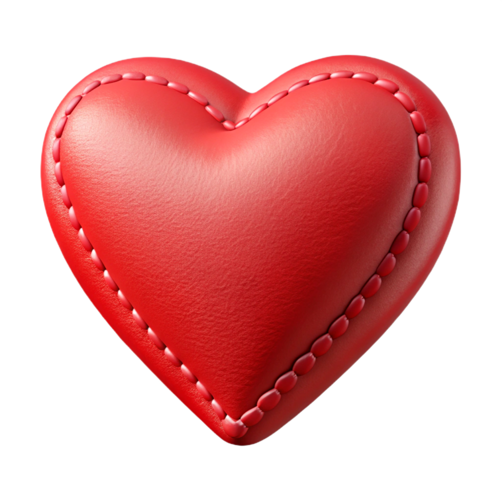Padded Heart Shape with Seam Red Stitched Plush Toy png