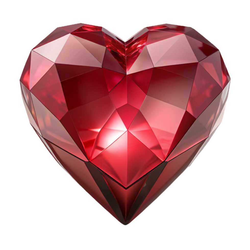 Ruby Heart Gemstone with Facets, Jewel, Love Symbol png