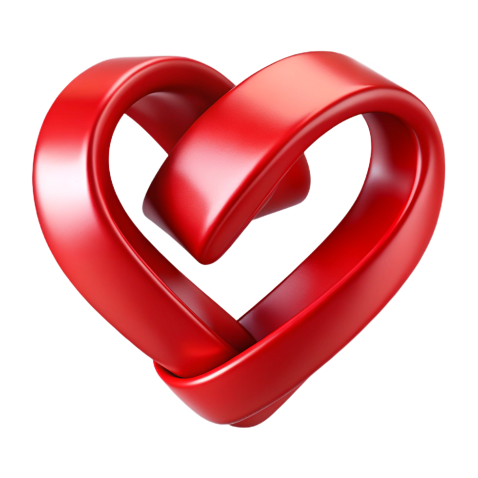 Shiny, Red Ribbon Heart Shape, Twisted Glossy Texture png