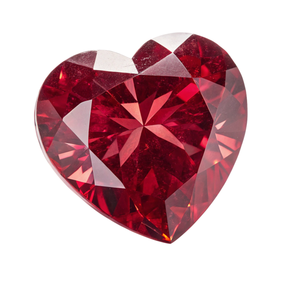 Sparkling Ruby Gemstone HeartShaped, Faceted Red Jewel, Detail png