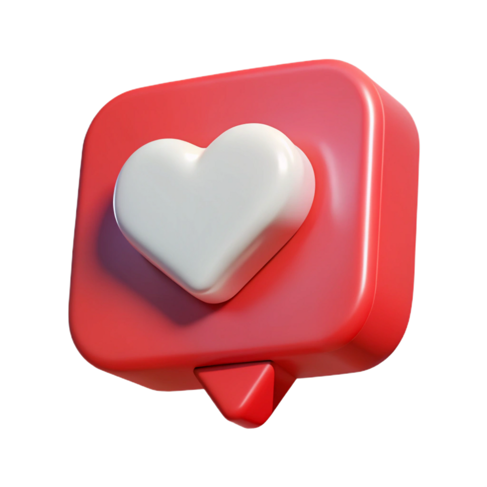 3D Glossy Red Notification Box with a Heart Ico png