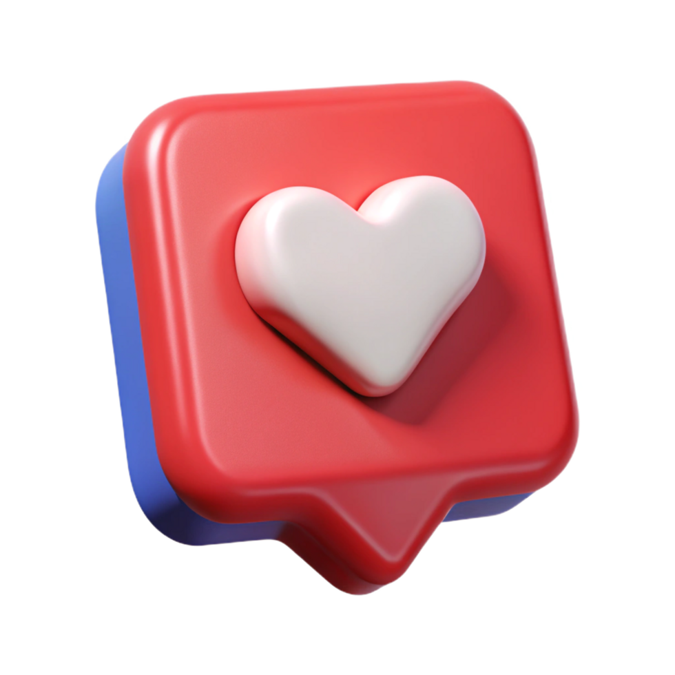 3D Red Notification Icon with Heart Symbol, Glossy Render png
