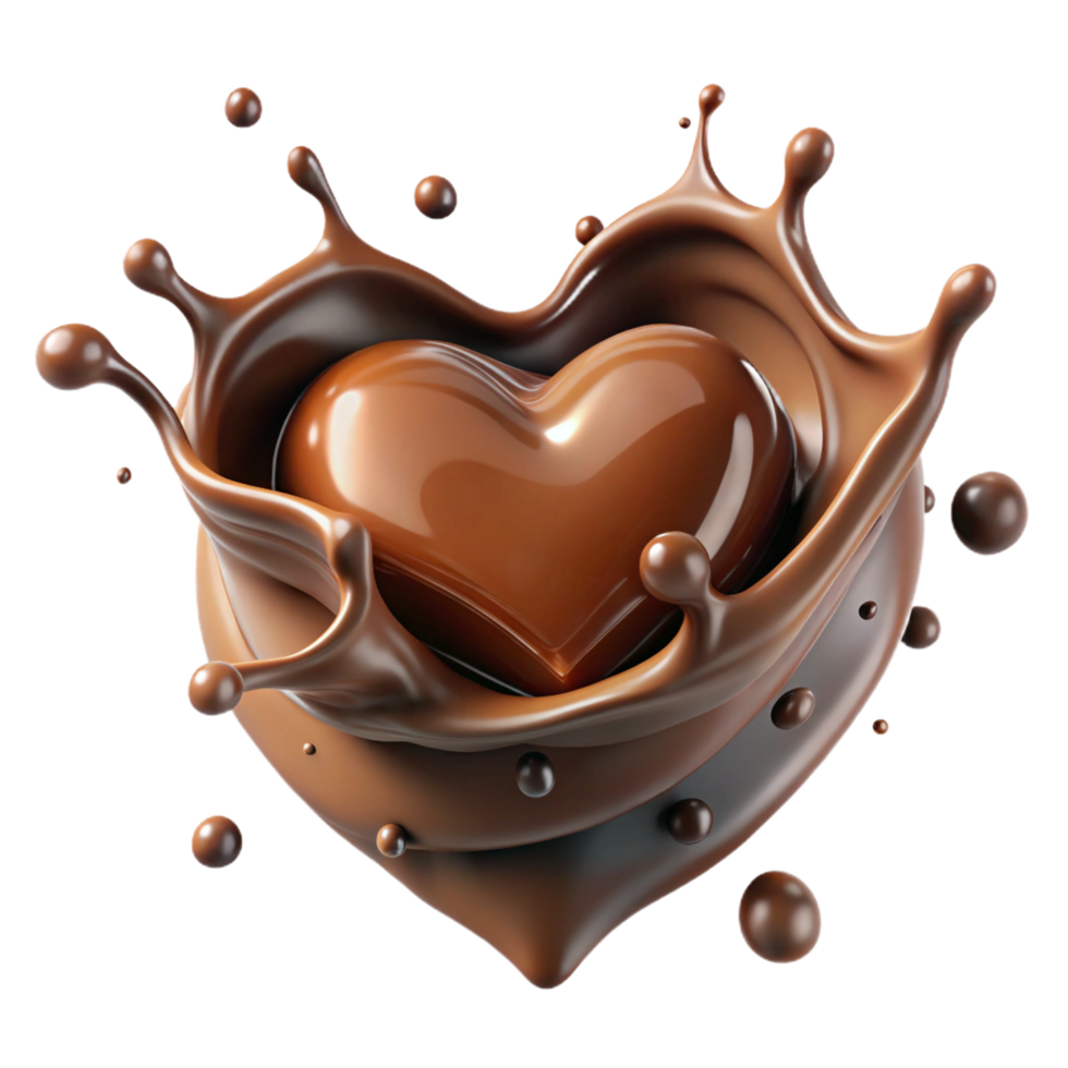 Chocolate Heart Splashing, Sweet Liquid, Dark Background, Delicious, Smooth png
