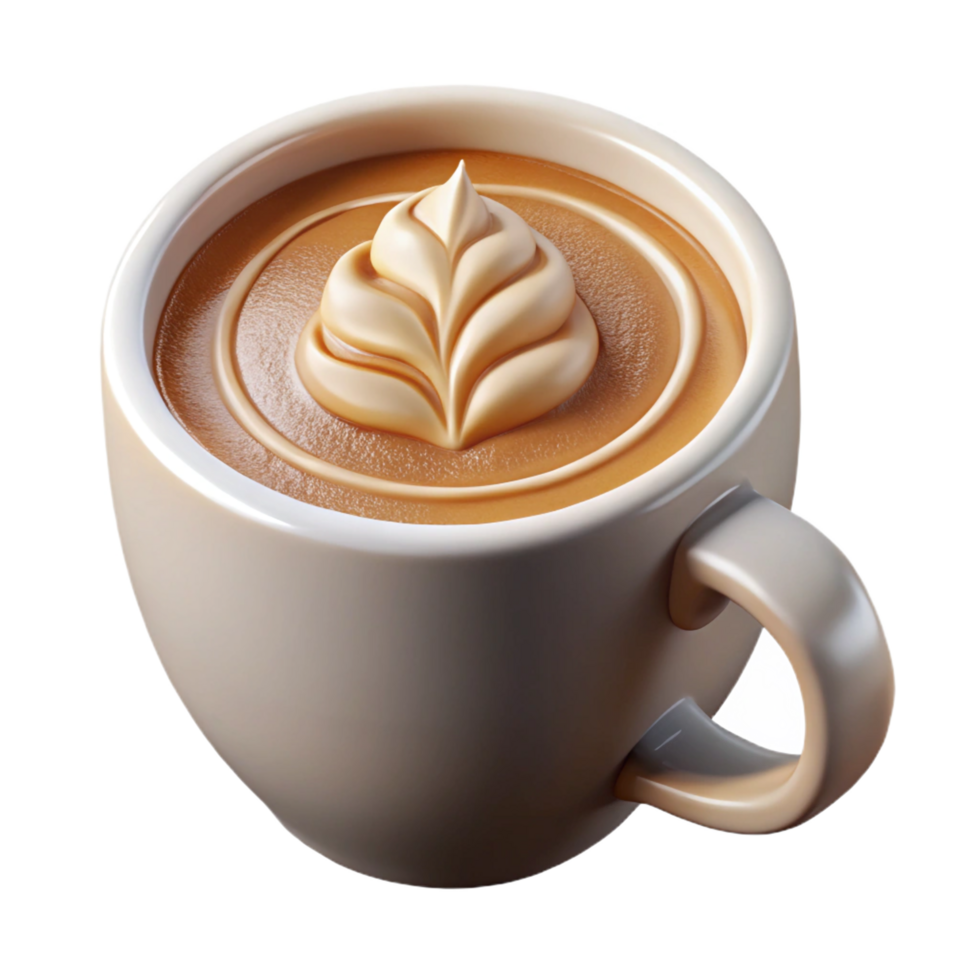 Coffee Cup Beige Ceramic Mug, Latte Art, Creamy Coffee, Delicious Beverage, Sweet Treat png