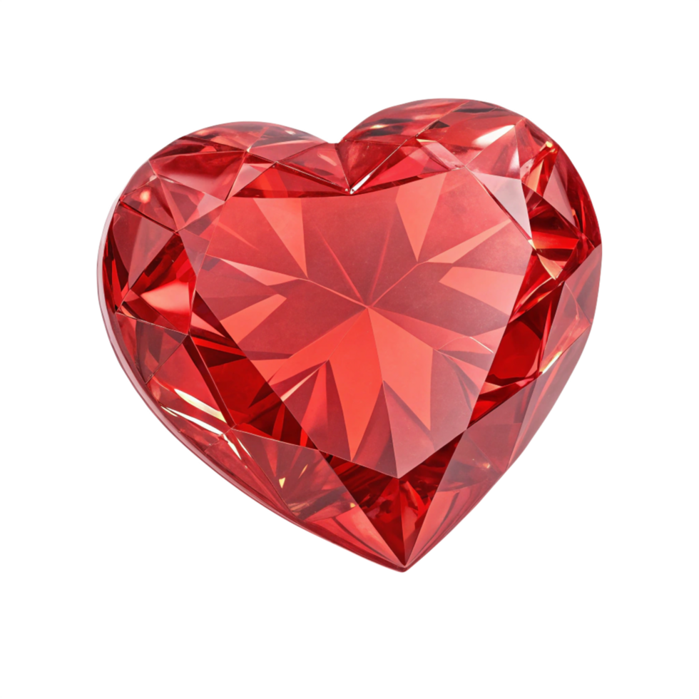 Faceted Heart Shaped Ruby Gemstone Sparkling. Crystal Jewel Cut png