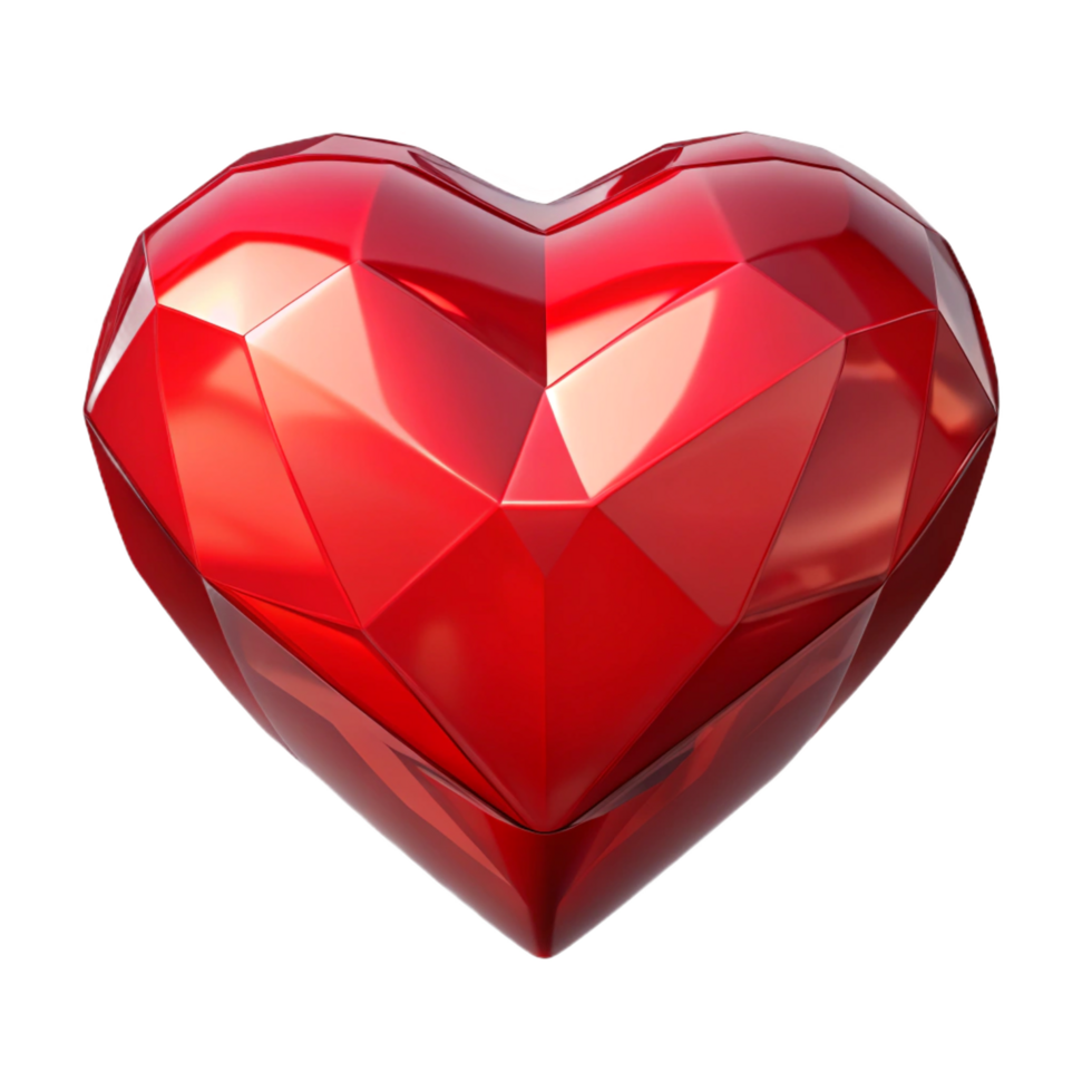 Red Heart Geometric, Glossy, Reflective, Jeweltoned, Modern, Valentine, Love png