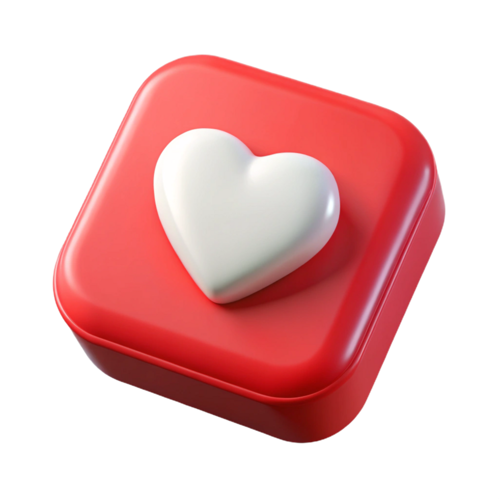 Glossy Heart on Red Rounded Square Button png