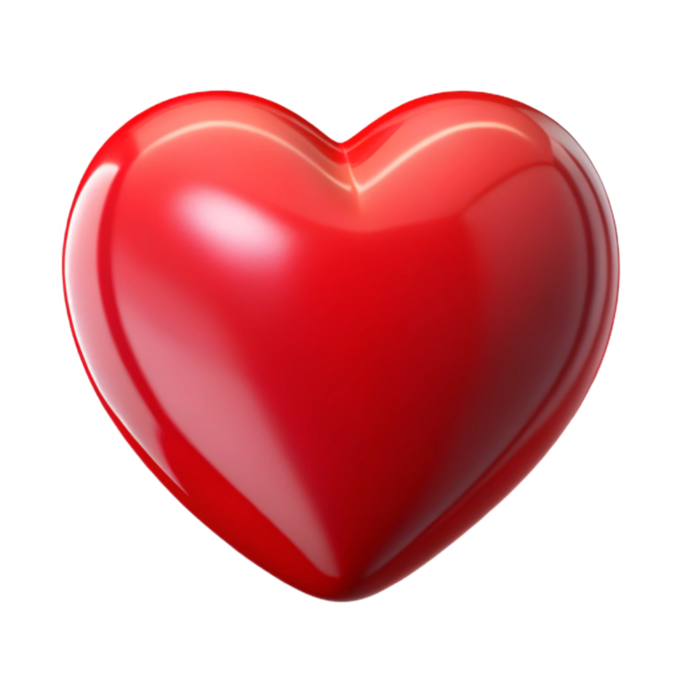 Heart Red 3D Render, Shiny Glossy Surface, Romantic Theme png