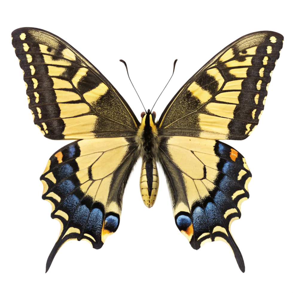 Swallowtail Butterfly with Intricate Yellow and Blue Wing