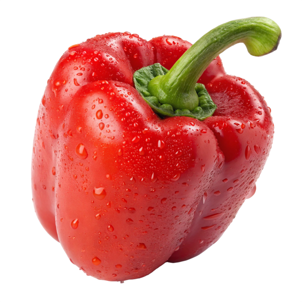 Fresh Red Bell Pepper, Sweet Pepper with Water Drops png