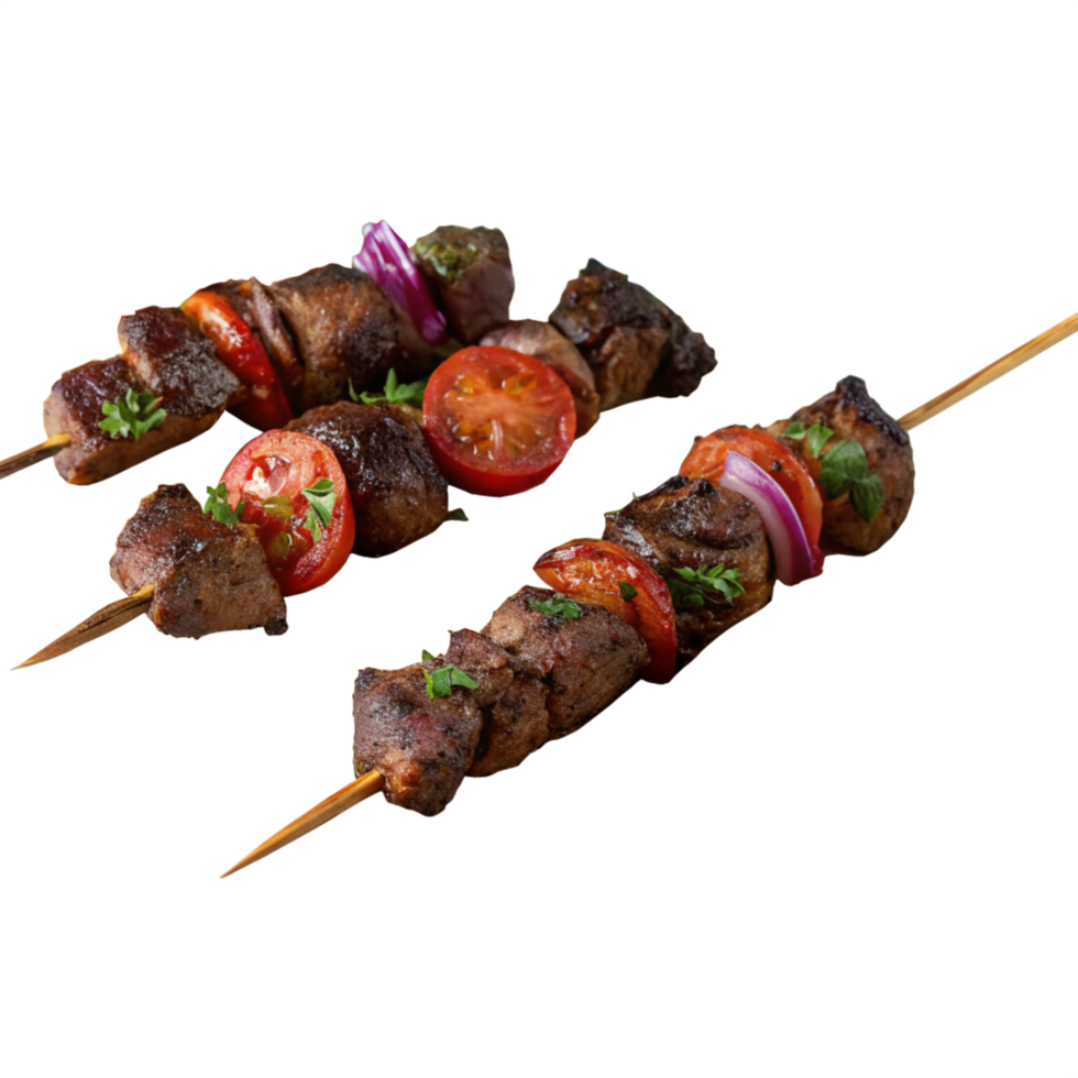 Grilled Meat Skewers with Tomatoes png