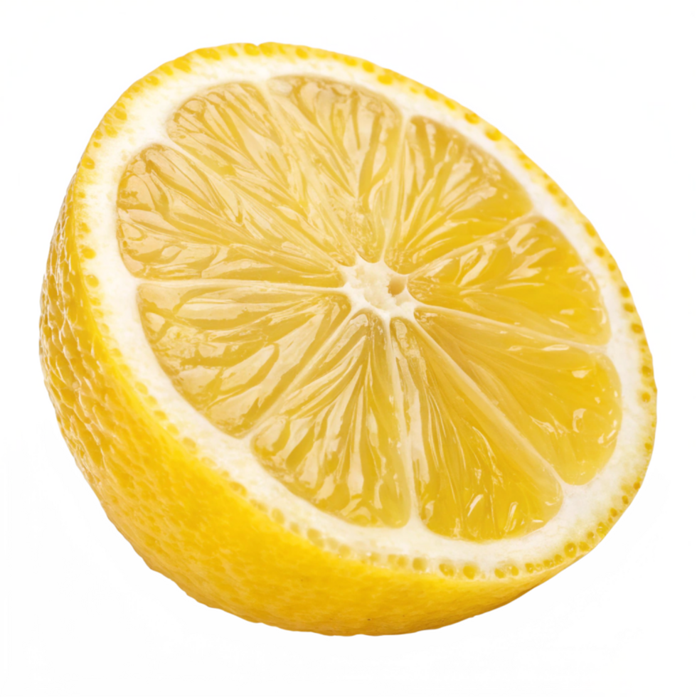 Macro shot of a juicy lemon half. Bright, yellow, and refreshing, showing png