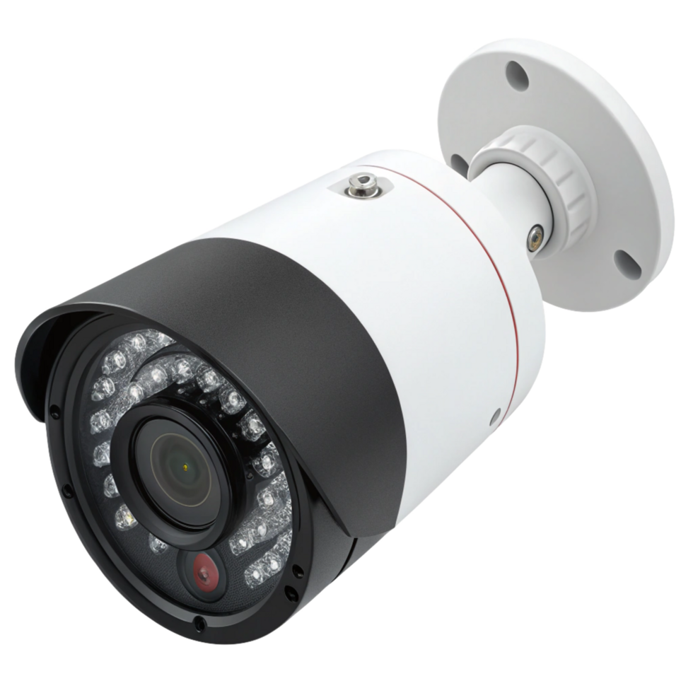 Security Camera with LEDs, Wall Mount, Surveillance System Device png
