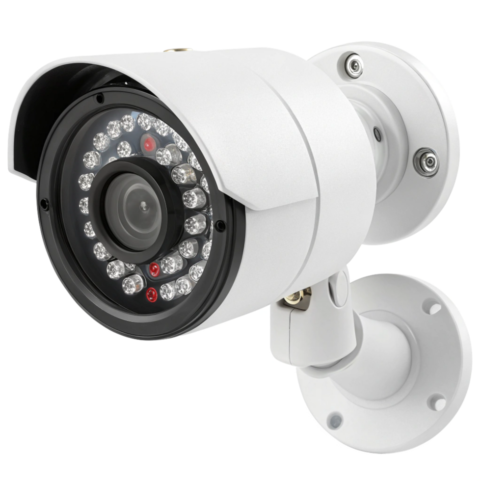 Surveillance Camera with Infrared LEDs, Wall Mounted, Security System Device png