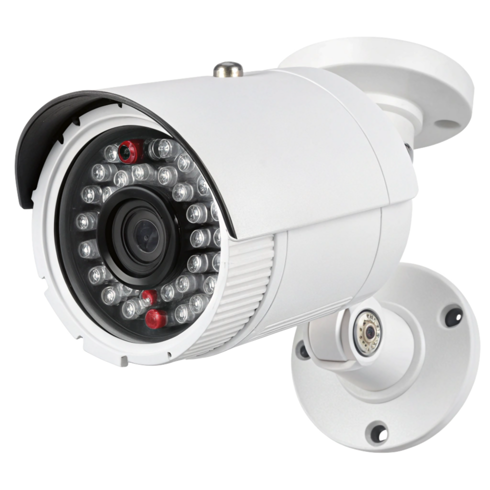 Surveillance System Camera. Security Camera with IR LEDs in White Housing png
