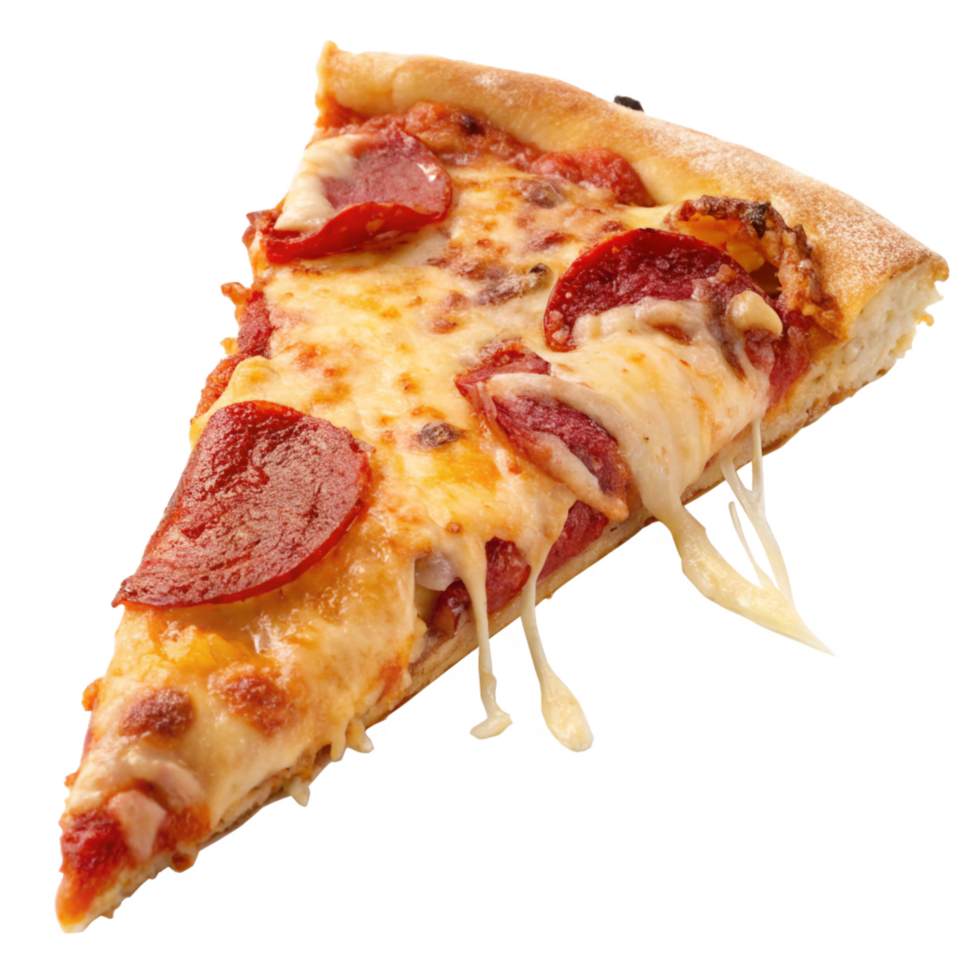 Slice of Delicious Pepperoni Pizza with Melted Cheese, Food CloseUp View png