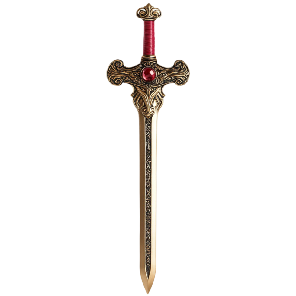 Decorative Sword With King Emblem On Blade On A Transparent Background png