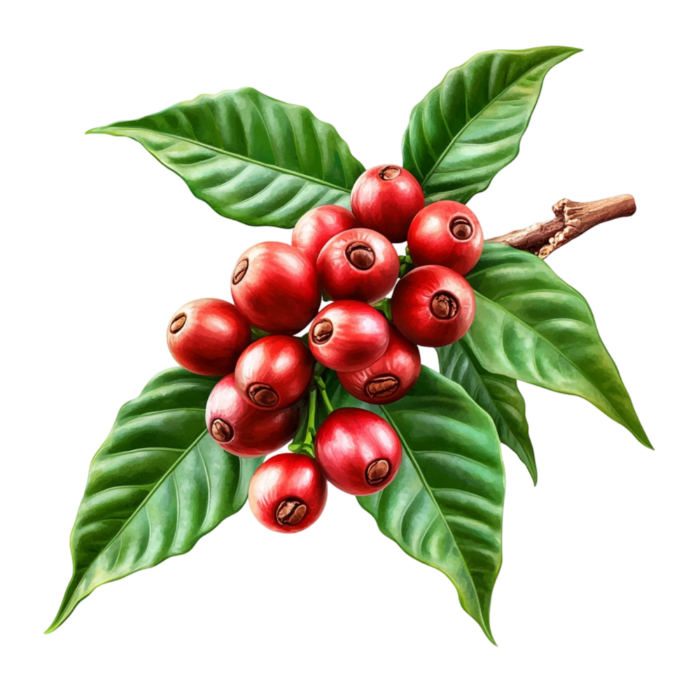 Red Berries Branch With Leaves Transparent Background png