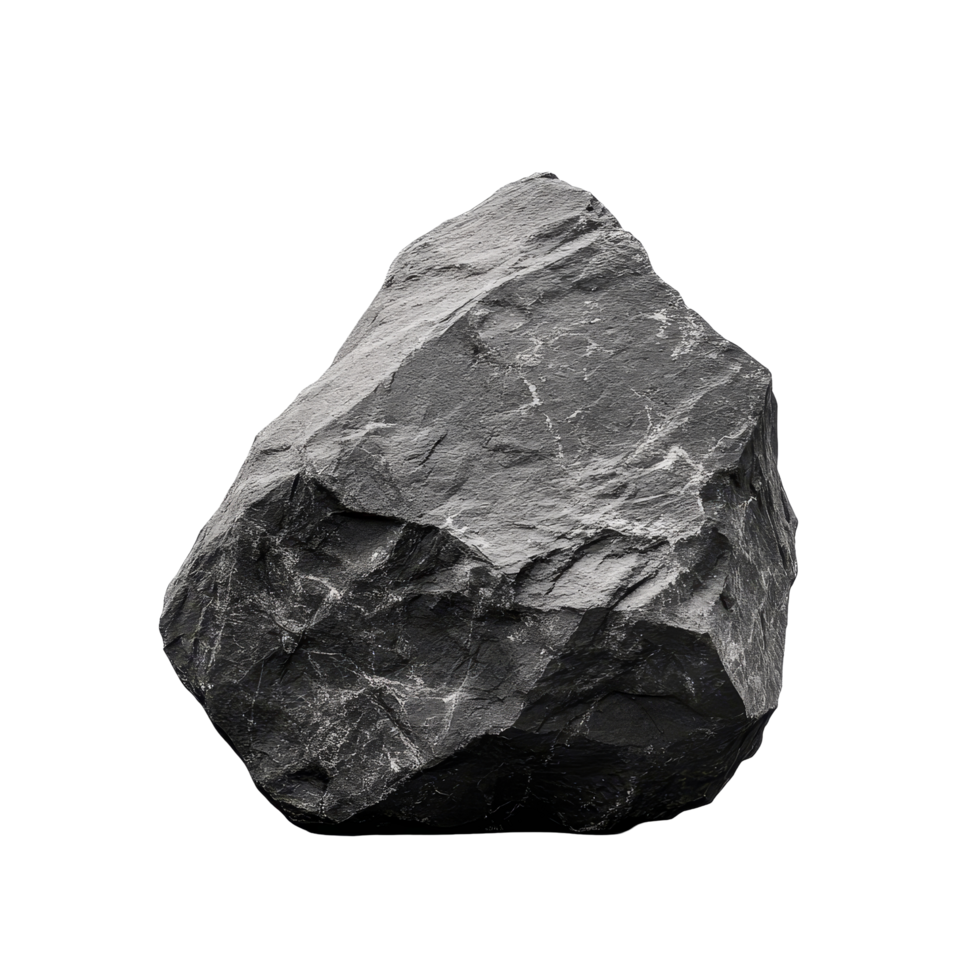 A solid heavy rock resting on a clean transparent background showcasing natural textures and shapes in a minimalist setting, heavy rock on transparent background, png