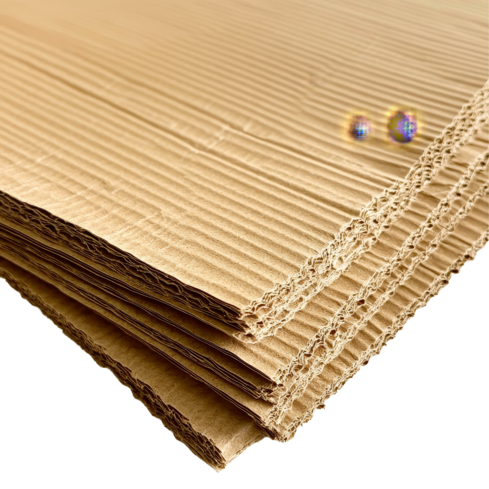 A stack of kraft corrugated paper sheets arranged neatly on a clean transparent background for creative projects, kraft corrugated paper on transparent backgroundfile png