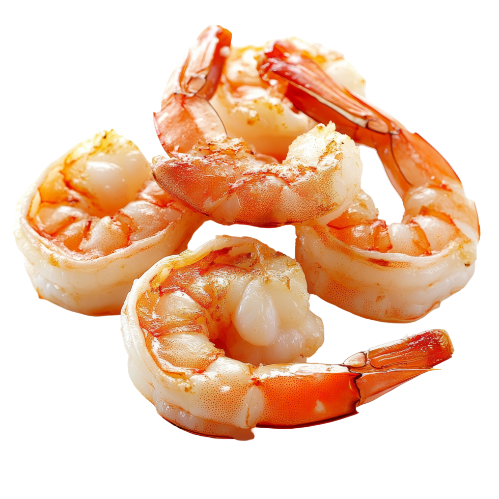 Cooked shrimp piled on a transparent background showcasing the fresh and flavorful seafood dish perfect for various culinary creations, Cooked shrimps isolated on transparent background png